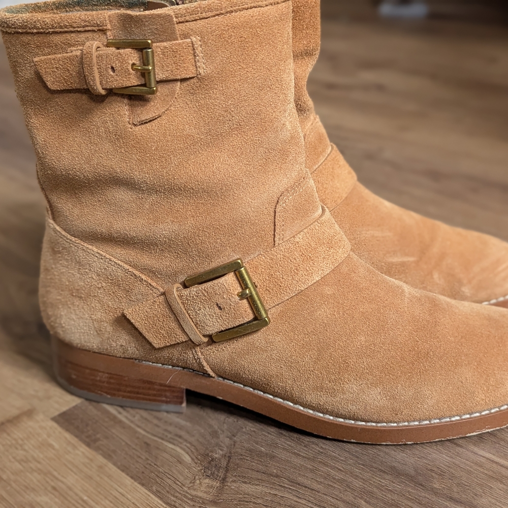 Michael Kors Tan Suede Ankle Boots with Buckle